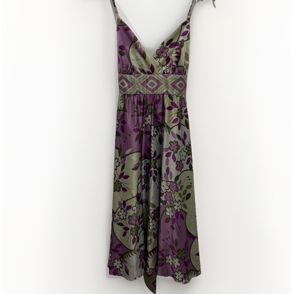 Vtg Morgan McFeeters | Seafoam Satin Floral Dress Sz 8 Cocktail Formal